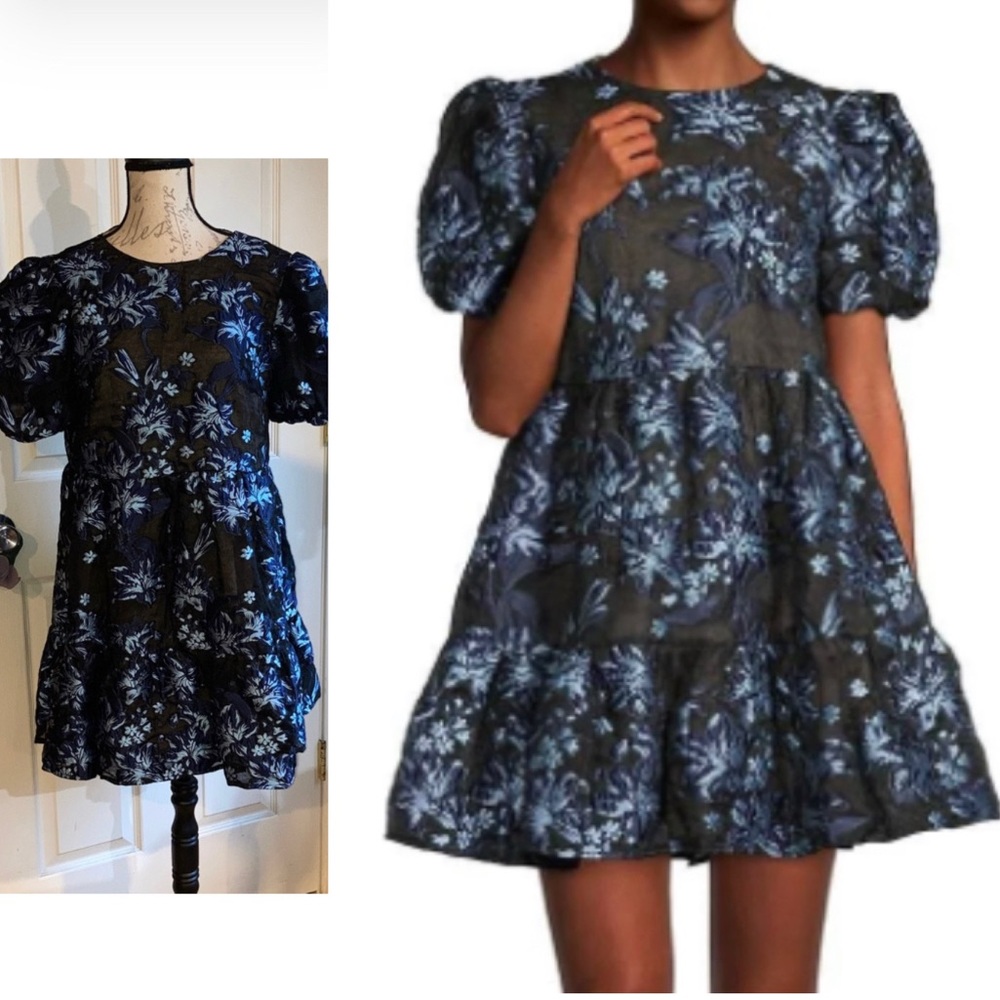 NWT Elliatt Liberty Assent Embroidered Jacquard Floral Short Sleeve Dress Med